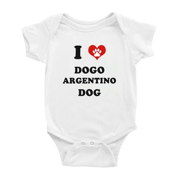 I Heart Dogo Argentino Dog Funny Cute Baby Rompers Baby Clothes (White, 3-6 Months)