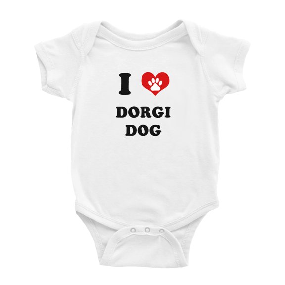 I Heart Dorgi Dog Funny Baby Jumpsuits Newborn Clothes (White, 3-6 Months)