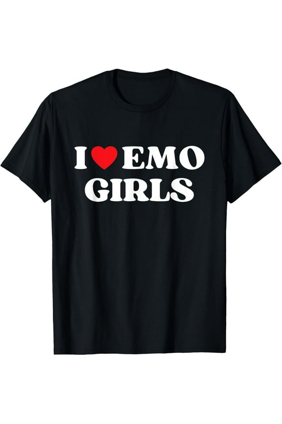 I Heart Emo Girls Funny Quote Red Heart Emo Girl Style T-Shirt