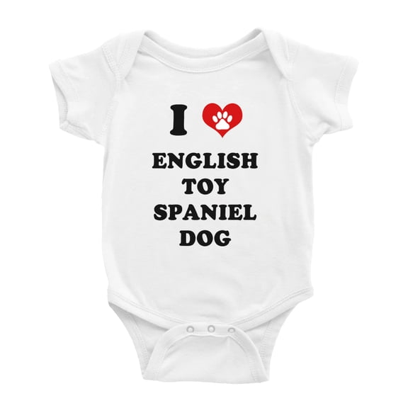 I Heart English Toy Spaniel Dog Funny Cute Baby Jumpsuits Newborn Clothes (White, 3-6 Months)