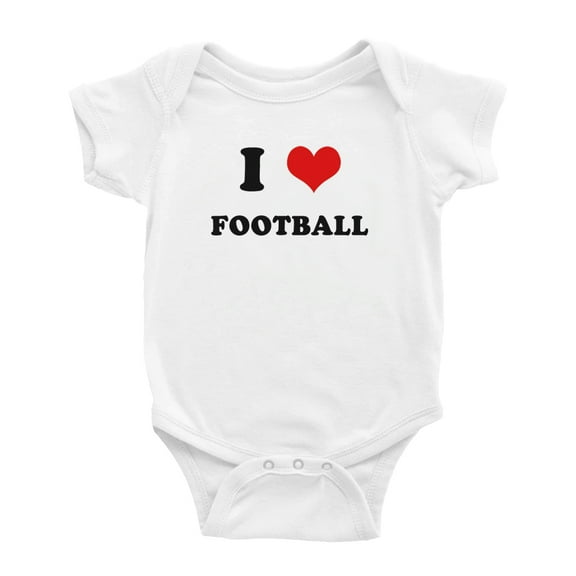 I Heart Flag Football Love Sports Fans Funny Cute Baby One-pieces (White, 12-18 Months)