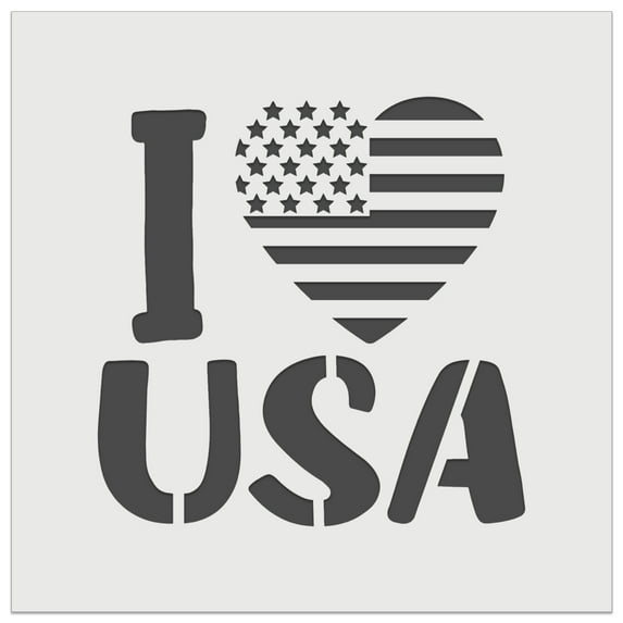 I Heart Flag USA Patriotic Fourth of July DIY Cookie Wall Craft Stencil - 5.5 Inch
