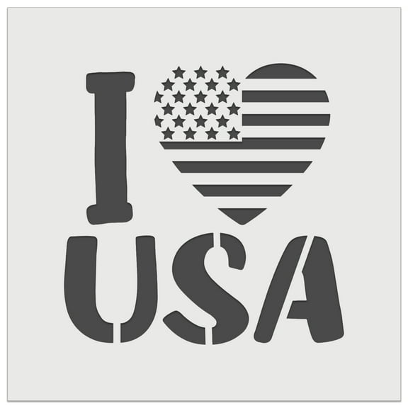 I Heart Flag USA Patriotic Fourth of July DIY Cookie Wall Craft Stencil - 7.0 Inch