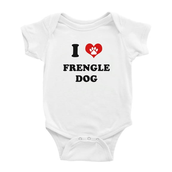 I Heart Frengle Dog Funny Cute Baby Clothes (White, 6-12 Months)