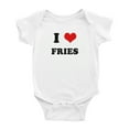 thumbnail image 1 of I Heart Fries Love Food Funny Baby Rompers Baby Clothes (White, 12-18 Months), 1 of 5