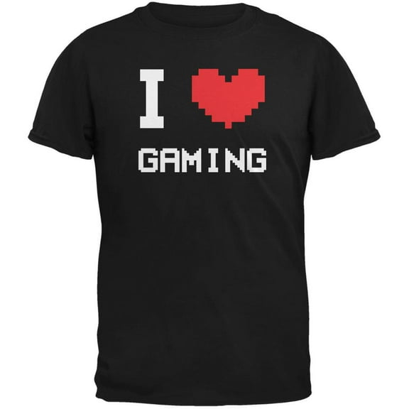 I Heart Gaming 8 Bit Black Adult T-Shirt - Small