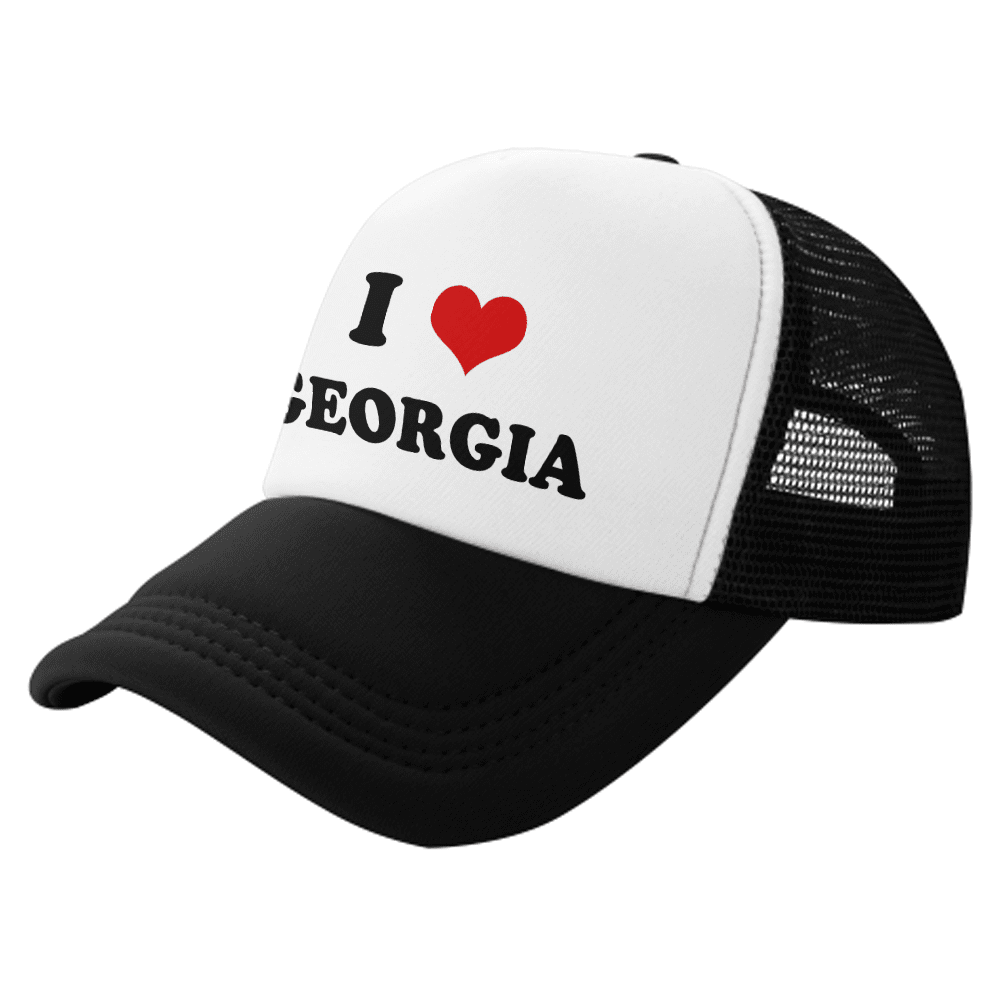 I Heart Georgia Love Georgia Pride Funny Trucker Hat Mesh