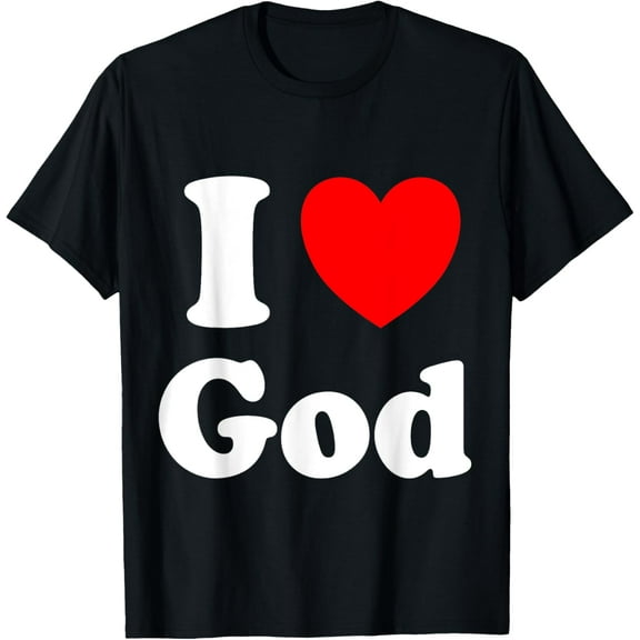 t-shirt I Love God, The Official Red Heart Fashion Love Brand mens，black，women，funny，journey，Crew Neck, Short Sleeve,printing