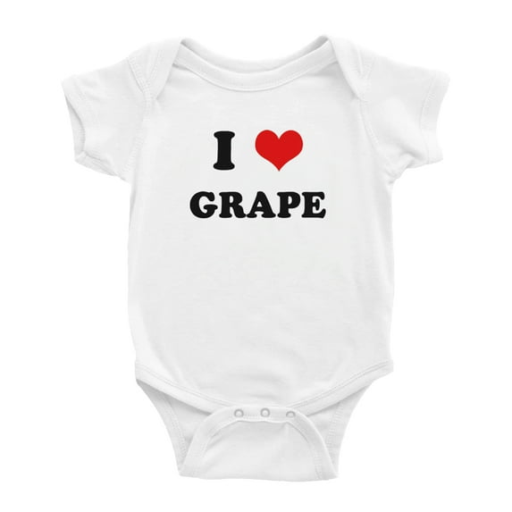 I Heart Grape Love Food Funny Baby Rompers Bodysuit (White, 0-3 Months)