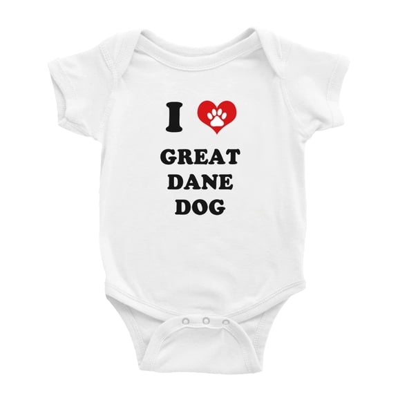 I Heart Great Dane Dog Funny Cute Baby Bodysuit Jumpsuits (White, 3-6 Months)