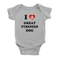 thumbnail image 1 of I Heart Great Pyrenees Dog Funny Cute Baby Bodysuit Romper (Gray, 18-24 Months), 1 of 5