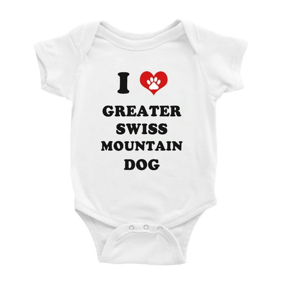 I Heart Greater Swiss Mountain Dog Funny Cute Baby Rompers Newborn Outfits (White, 0-3 Months)