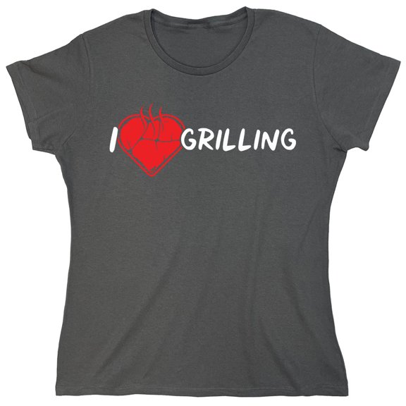I Heart Grilling Sarcastic Humor Novelty Funny Women's Casual Tees
