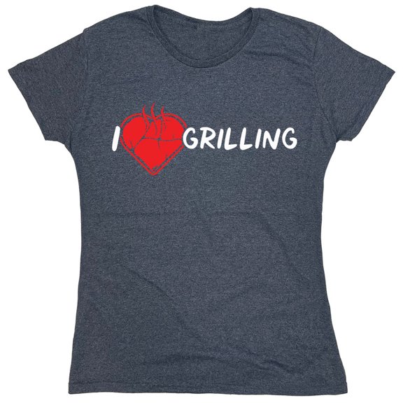 I Heart Grilling Sarcastic Humor Novelty Funny Women's Casual Tees