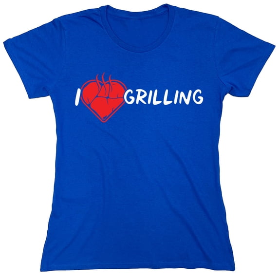 I Heart Grilling Sarcastic Humor Novelty Funny Women's Casual Tees