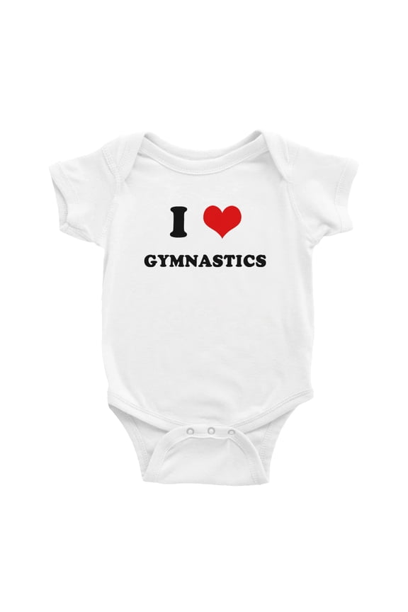 I Heart Gymnastics Love Sports Fans Funny Baby Jumpsuits Newborn Clothes (White, 6-12 Months)