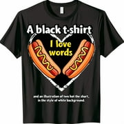 I Heart Hot Dogs Black TShirt Fun Foodie Tee with HeartShaped Wieners Quirky Graphic Design on Black Shirt