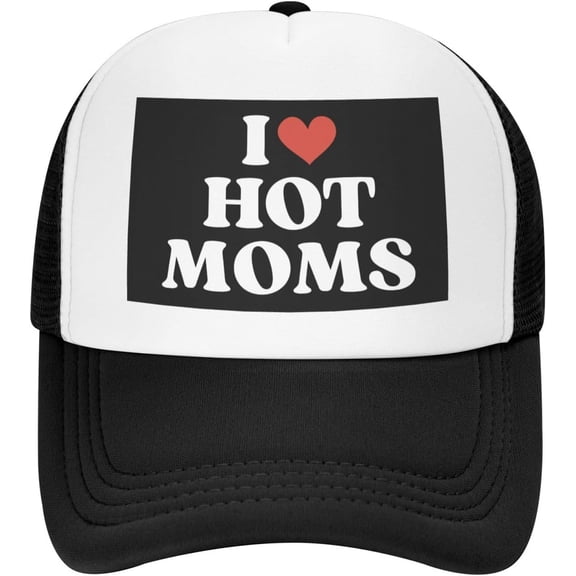 I Heart Hot Moms Mesh Cap Love Mama Happy Mother's Day Mesh Hat Men Women Baseball Cap Trucker Hat Sports Cap