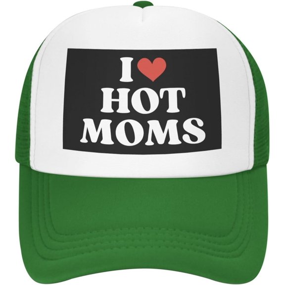 I Heart Hot Moms Mesh Cap Love Mama Happy Mother's Day Mesh Hat Men Women Baseball Cap Trucker Hat Sports Cap