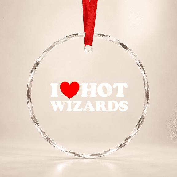 I Heart Hot Wizards Funny Magic Magical Spell Sorcerer Love Glass Ornament, Vintage Birthday Gift