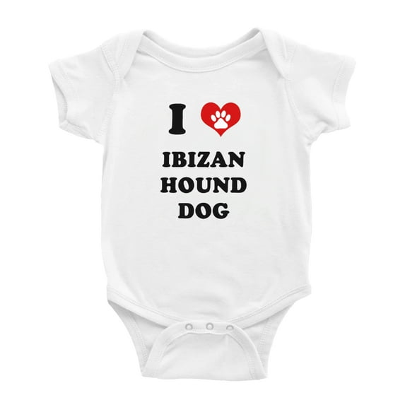 I Heart Ibizan Hound Dog Funny Baby Romper (White, 6-12 Months)
