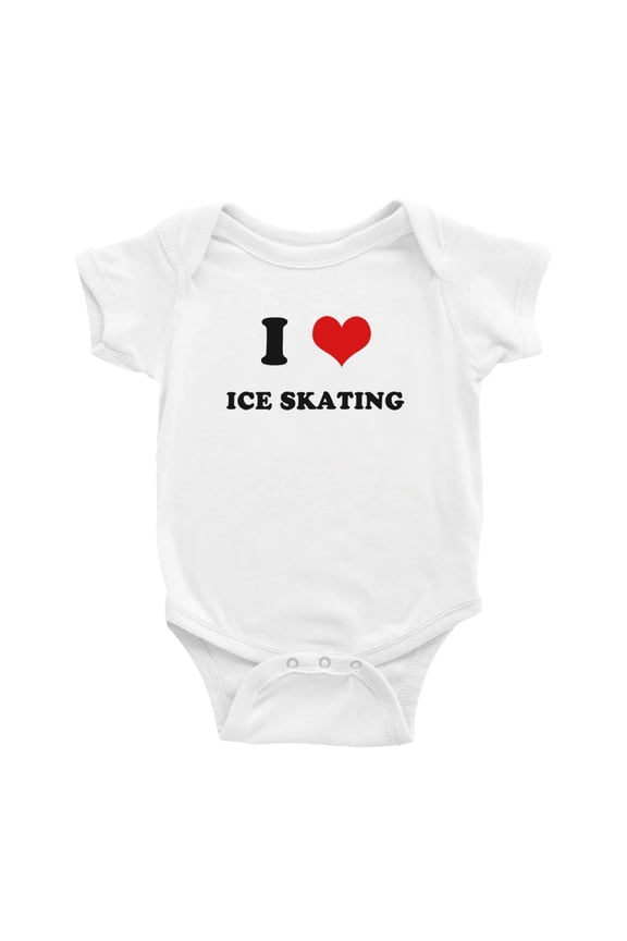 I Heart Ice Skating Love Sports FansFunny Baby Jumpsuits Newborn Clothes (White, 0-3 Months)