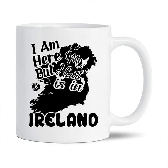 I Am Here But My Heart Is In Iceland White Travel Coffee Cup, Iceland Ceramic Mugs, Novelty Iceland Teacup Gift Ideas For Friends, Funny Iceland Coffee Mug 11 Oz.