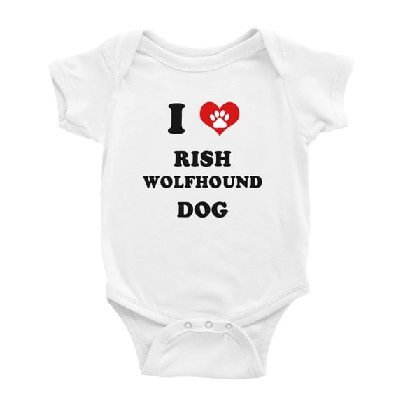 I Heart Irish Wolfhound Dog Funny Baby Rompers Baby Clothes (White, 6-12 Months)