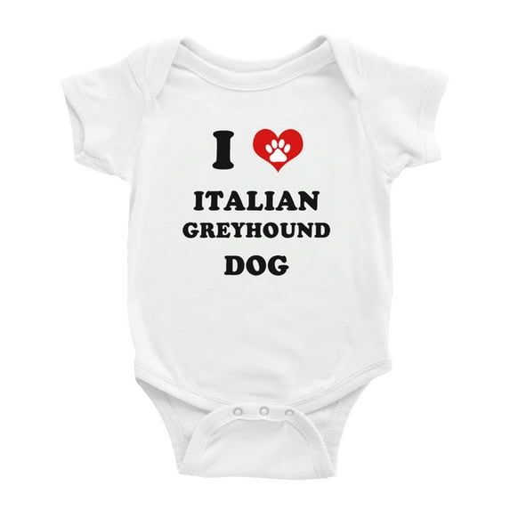 I Heart Italian Greyhound Dog Funny Cute Baby Jumpsuits Newborn Clothes (White, 6-12 Months)