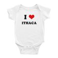 thumbnail image 1 of I Heart Ithaca Love Funny Cute Baby Rompers Baby Clothes (White, 3-6 Months), 1 of 5