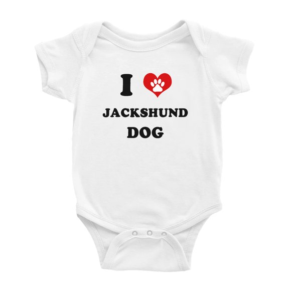 I Heart Jackshund Dog Funny Baby Bodysuits (White, 6-12 Months)