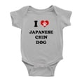 thumbnail image 1 of I Heart Japanese Chin Dog Funny Cute Baby Rompers Bodysuit (Gray, 6-12 Months), 1 of 5
