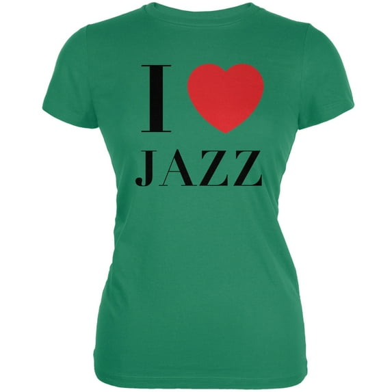 I Heart Jazz Kelly Green Juniors Soft T-Shirt - Medium