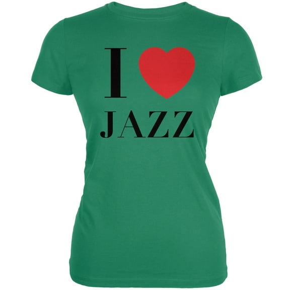 I Heart Jazz Kelly Green Juniors Soft T-Shirt - Medium