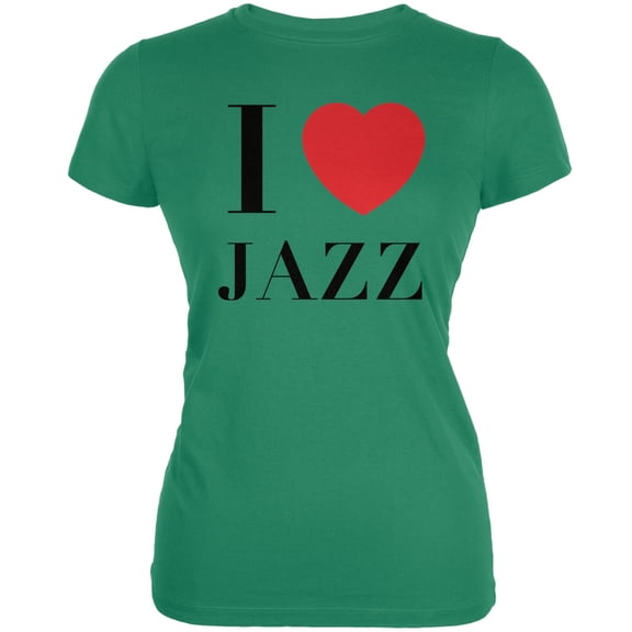 I Heart Jazz Kelly Green Juniors Soft T-Shirt - Small