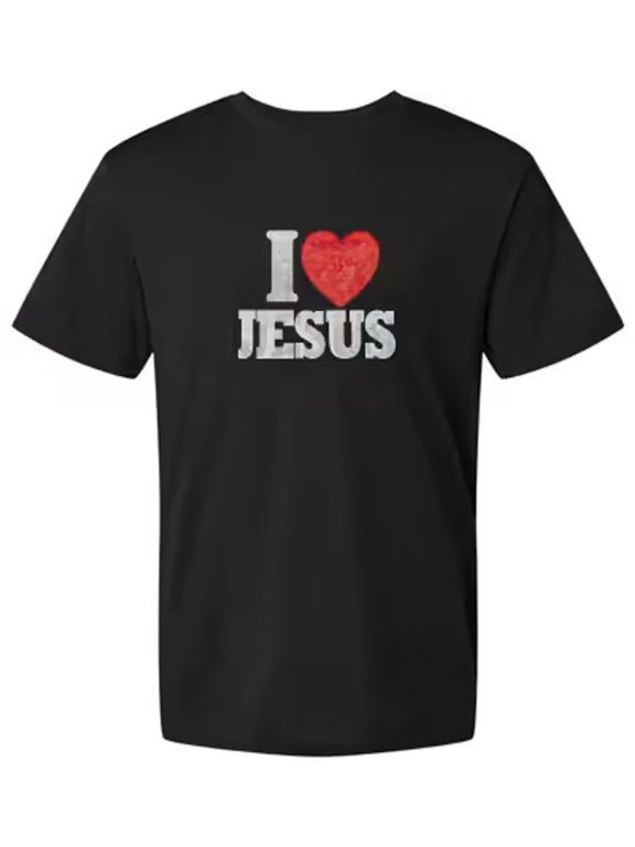 I Heart Jesus Toile Men's Performance Graphic Classic Look For Casual Occasions T-Shirt, Size S-5XL