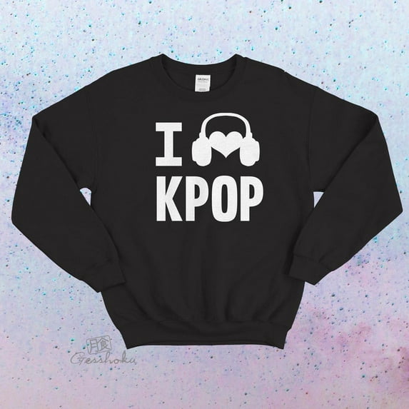 I Heart KPOP Crewneck Sweatshirt by Gesshoku - I Love Kpop Cute Korean Fleece Sweater