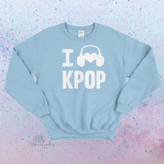I Heart KPOP Crewneck Sweatshirt by Gesshoku - I Love Kpop Cute Korean Fleece Sweater