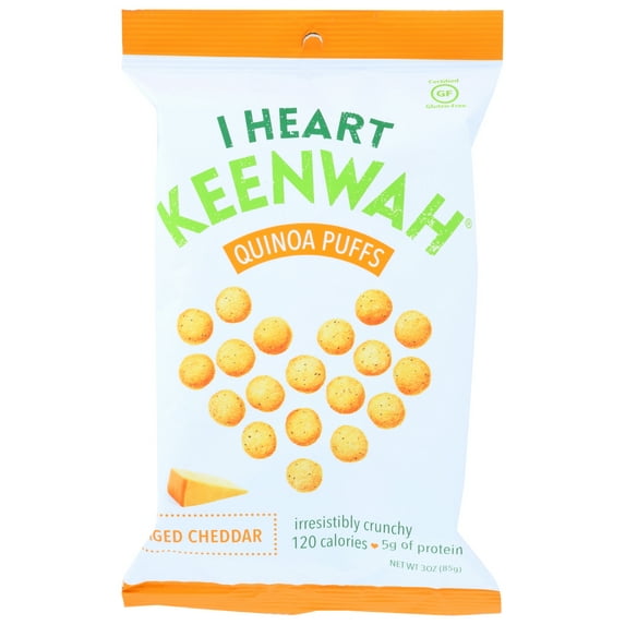 I Heart Keenwah Quinoa Puffs Aged Cheddar, 3 Oz