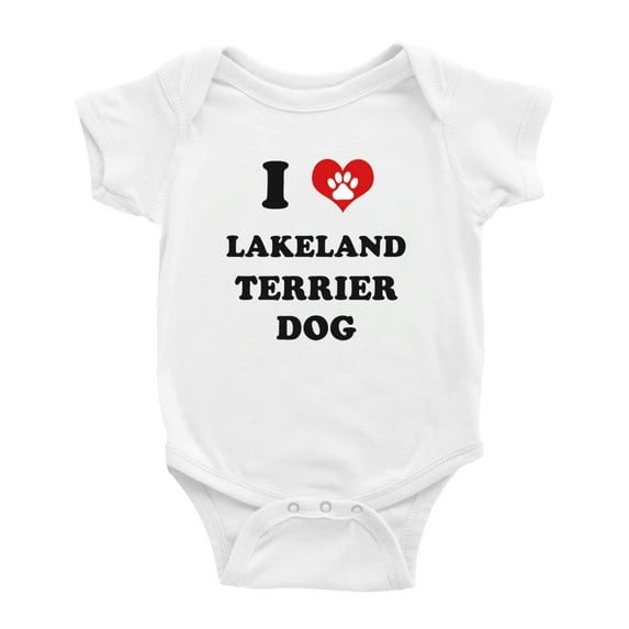 I Heart Lakeland Terrier Dog Funny Baby Rompers Newborn Outfits (White, 6-12 Months)