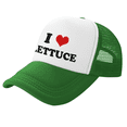 thumbnail image 1 of I Heart Lettuce Love Food Funny Trucker Hat Mesh Cap Unisex Green, 1 of 5