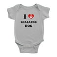 thumbnail image 1 of I Heart Lhasapoo Dog Funny Cute Baby Rompers Bodysuit (Gray, 18-24 Months), 1 of 5