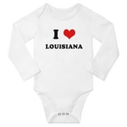I Heart Louisiana US States Love Baby Long Romper (White, 18-24 Months)