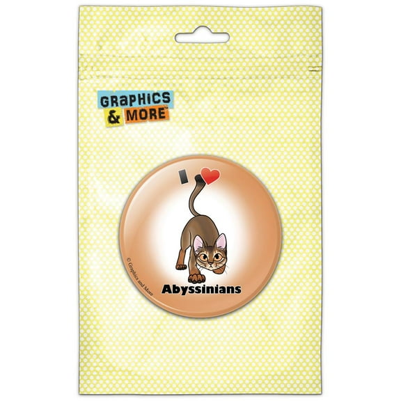 I Heart Love Abyssinians Cat Pet Refrigerator Button Magnet
