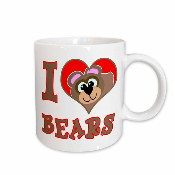 3drose, I Heart Love Bears Cartoon, 15oz Mug