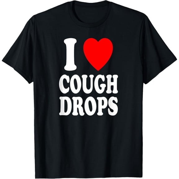 I Heart (Love) Cough Drops Lozenges Relief Sick Menthol T-Shirt100% cotton