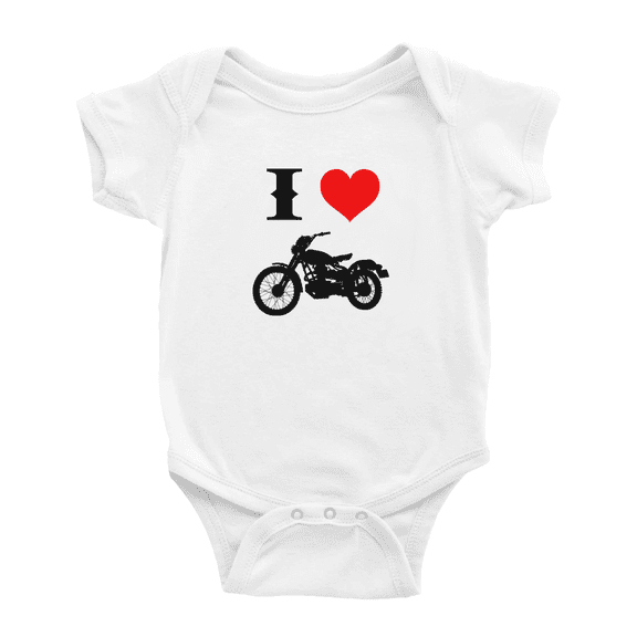 I Heart Love Dirt Bike Funny Baby Bodysuit Boy Girl Unisex