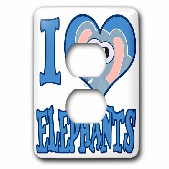 I Heart Love Elephants Cartoon 2 plug outlet cover lsp-102133-6