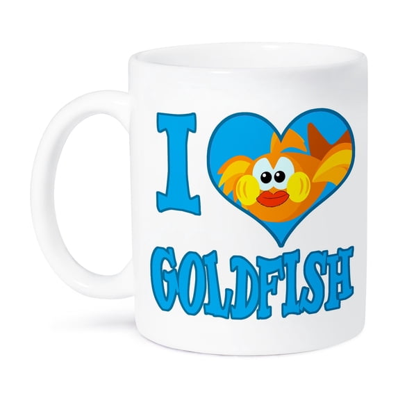 3dRose, I Heart Love Goldfish Cartoon, 11oz Mug