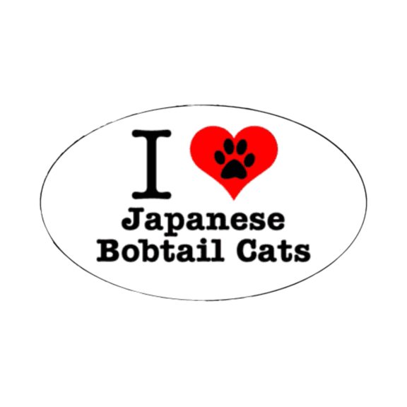 I Heart (Love) Japanese Bobtail Cats Flexible Car Bumper Magnet - 5x3 Inch Oval - 1 Magnet